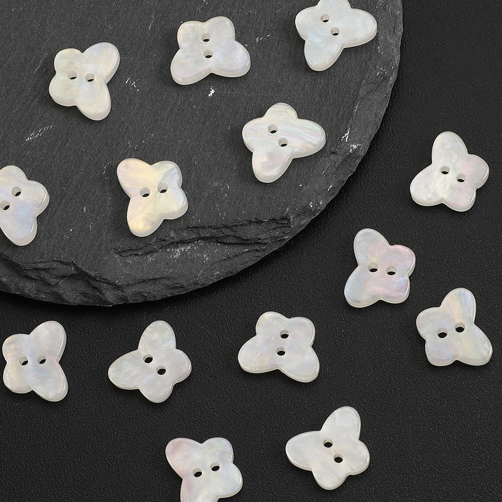 20PCS White AB Butterfly Resin Double-Hole Buttons