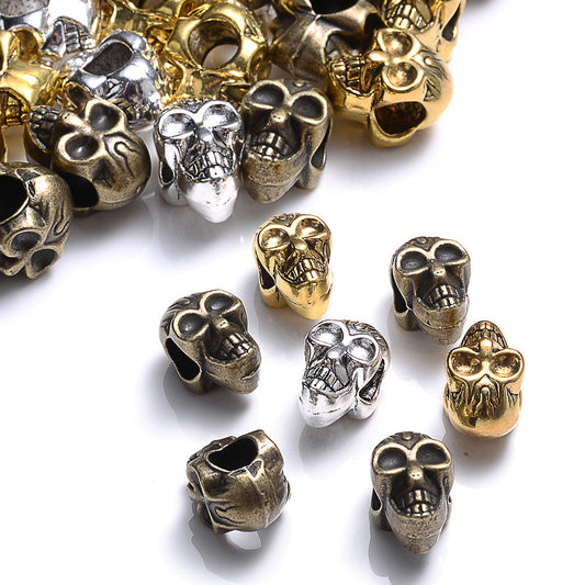 Retro 3D Alloy Skull Spacer Beads