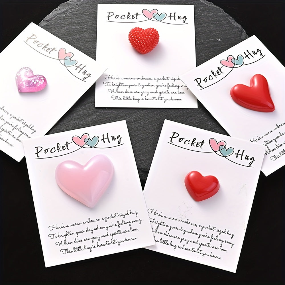 1PC Pocket Hug Poem Card with Resin Love Bead