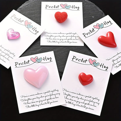 1PC Pocket Hug Poem Card with Resin Love Bead