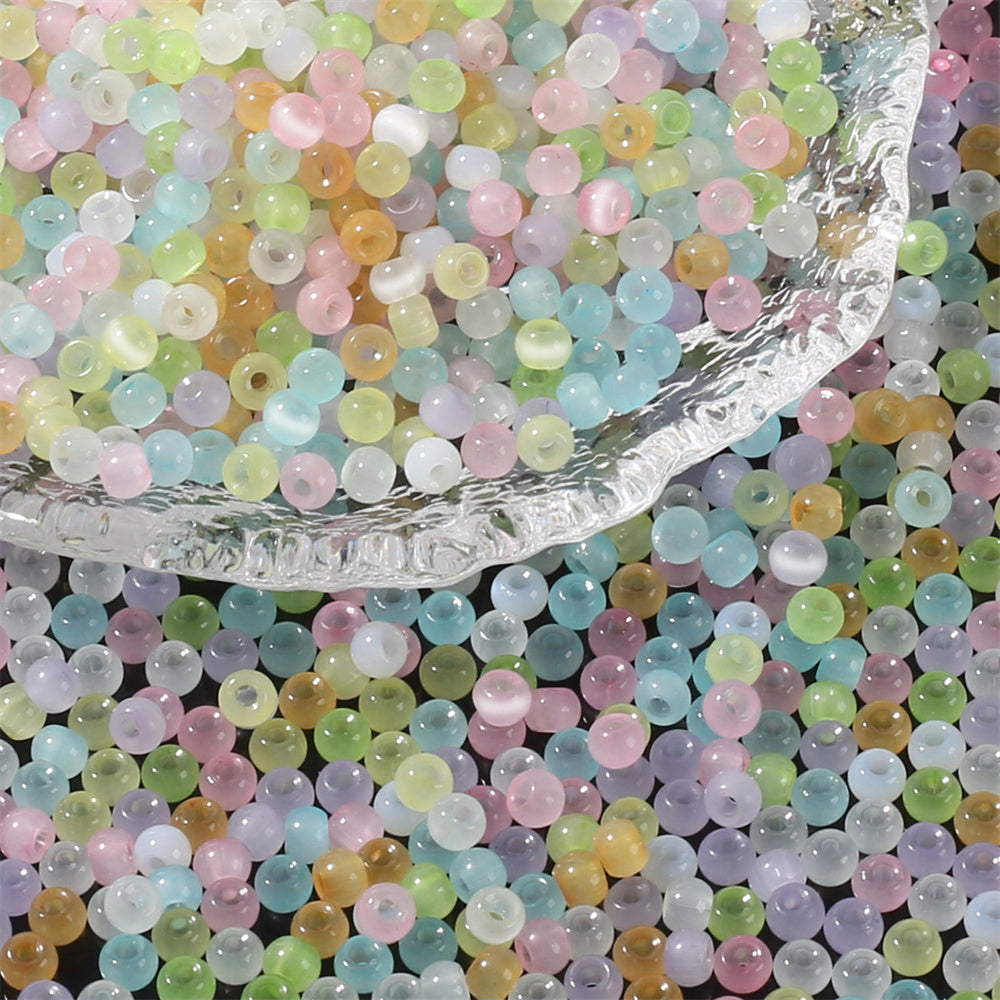 2000PCS 4mm Cat's Eye Round Glass Seed Beads