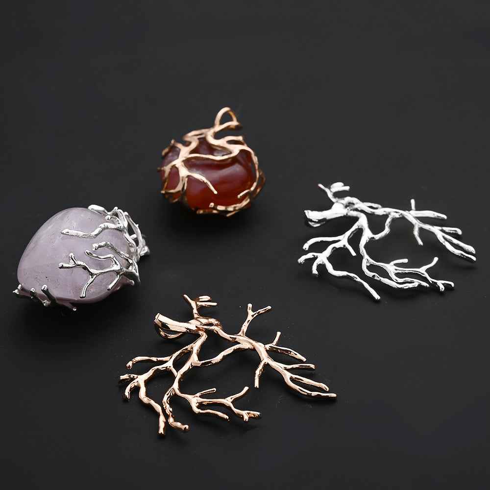 10PCS Gold & Silver Tree Branch Bead Cap Pendant Set