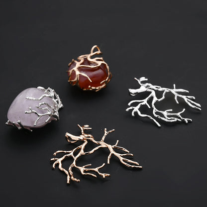 10PCS Gold & Silver Tree Branch Bead Cap Pendant Set