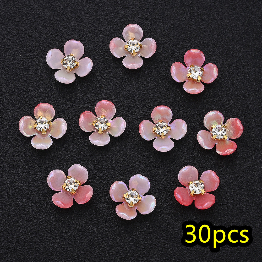 30pcs/set Four Petal Flower Acrylic Cabochon Beads