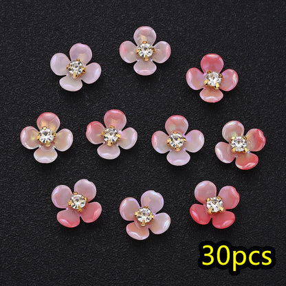 30pcs/set Four Petal Flower Acrylic Cabochon Beads