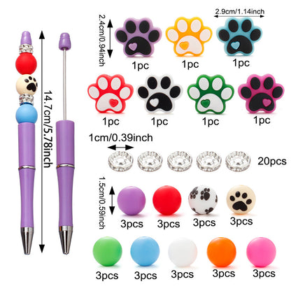 Mix Style Silicone Beads Set with Beading Pens