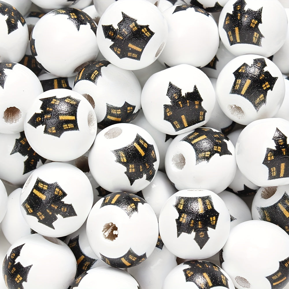 10PCS 16mm Multistyle Patterned Wooden Bead Set
