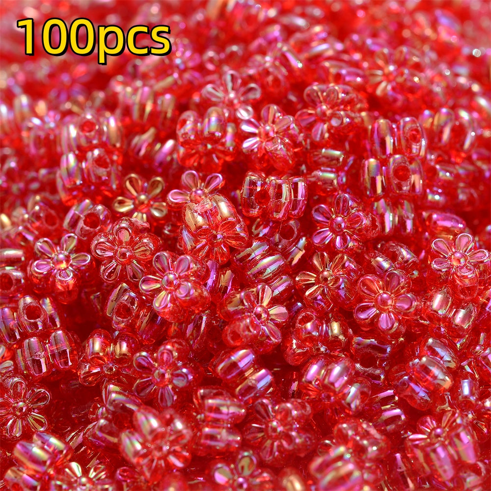 100pcs 4x7mm AB Color Flower Acrylic Beads