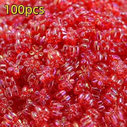 100pcs 4x7mm AB Color Flower Acrylic Beads