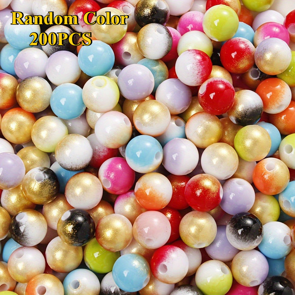 100/200pcs 6/8mm Gradient Acrylic Round Beads