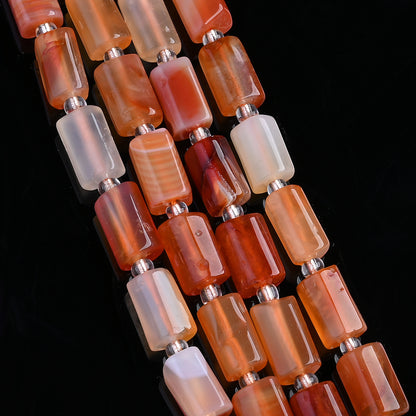 15-16pcs 6x10mm Orange Faceted Cylinder Spacer Beads
