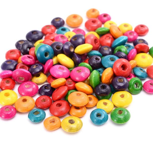 100pcs 4x8mm Colorful Wooden Abacus Beads