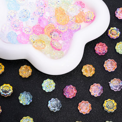 AB Iridescent Sunflower Glass Beads