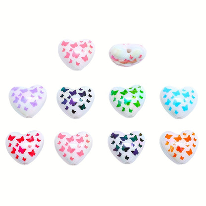 10PCS 19×22mm Butterfly & Love Acrylic Bead Set