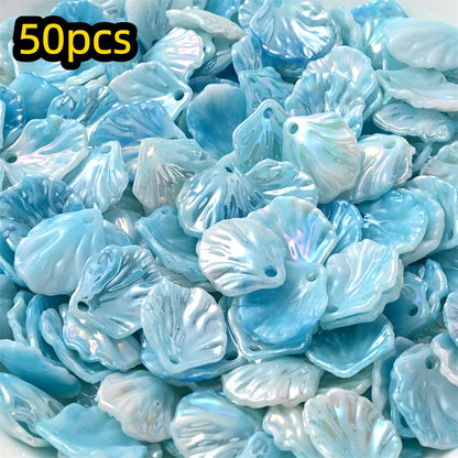 50pcs 15x17mm Acrylic Shell & Leaf Beads