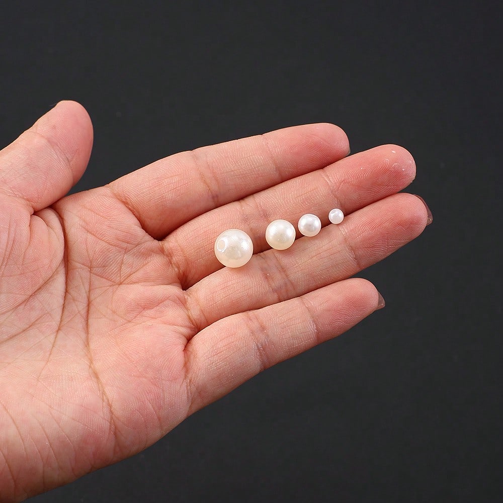 1100pcs/box Mixed Size White Acrylic Round Beads