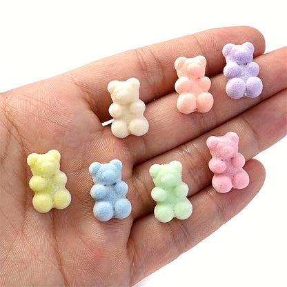 Macaron Flocking Bear Acrylic Beads