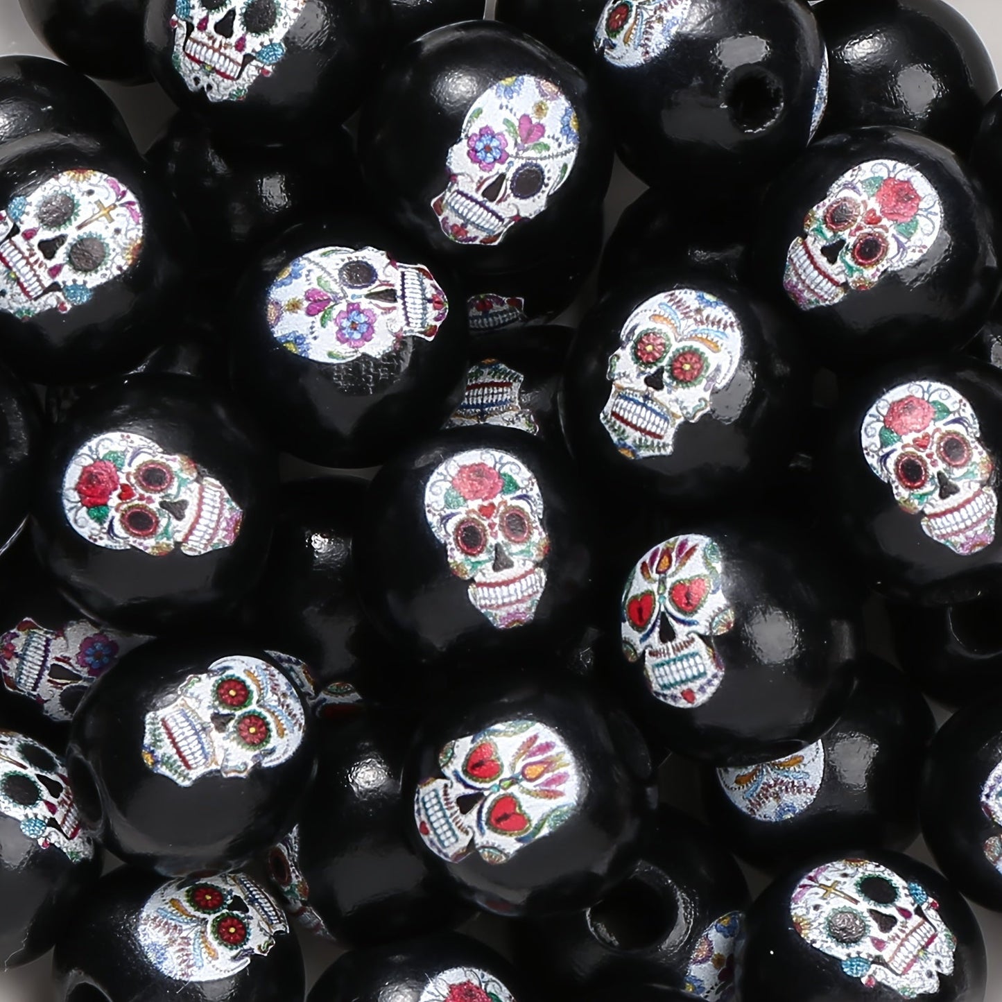 Halloween Skull Wooden Spacer Beads