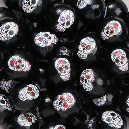 Halloween Skull Wooden Spacer Beads