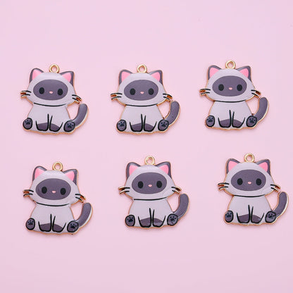 Enamel Cat Pendant Charms
