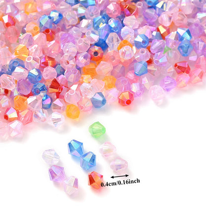 1000pcs 4mm Shiny Acrylic Faceted Beads