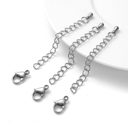 10-Piece 5/7 cm Stainless Steel Lobster Clasps & Extension Chains