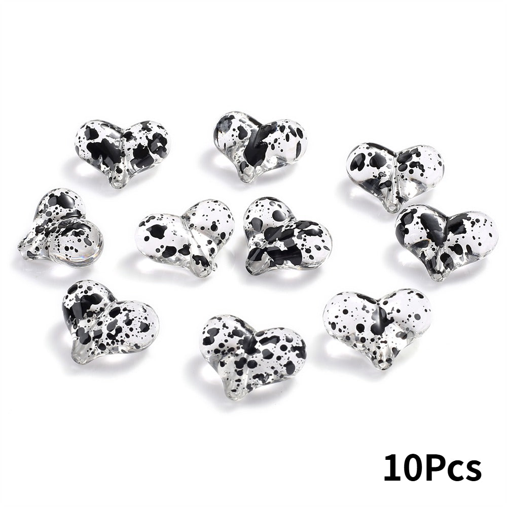 Starry Sky Heart Acrylic Beads
