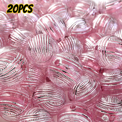 20pcs 16mm Mixed Color Line Round Acrylic Spacer Beads