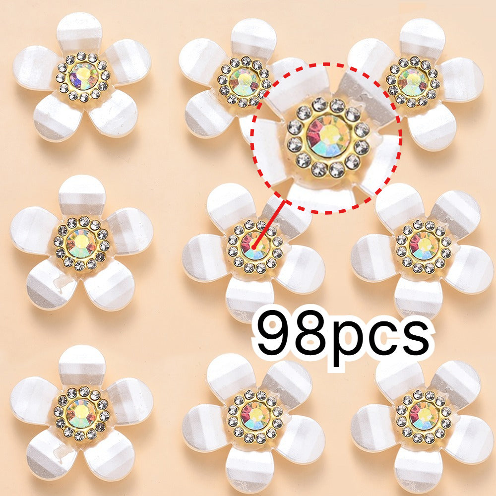 White Flower Acrylic Flatback Beads