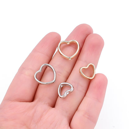 50pcs Golden & Silvery Heart-Shaped Plastic Beads