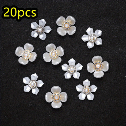 20pcs/set Flower Charm Beads with Artificial Pearl and Rhinestone