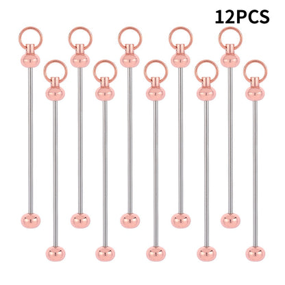 Metal Blank Bar Beadable Keychain Set