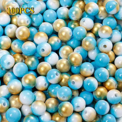 100/200pcs 6/8mm Gradient Acrylic Round Beads