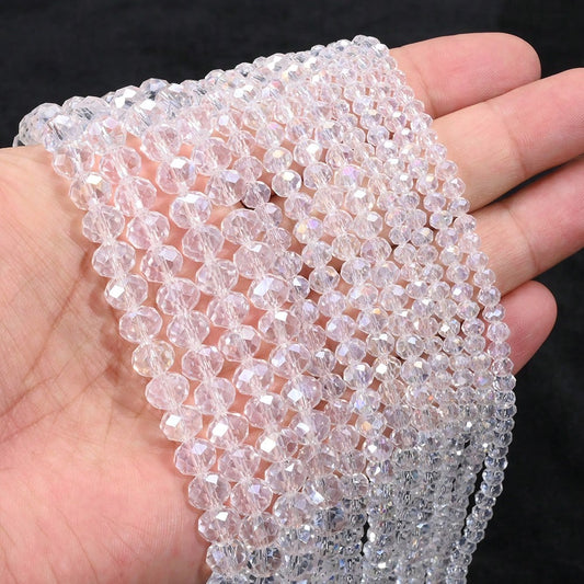 200/500pcs 4/6mm Transparent AB Faceted Glass Beads