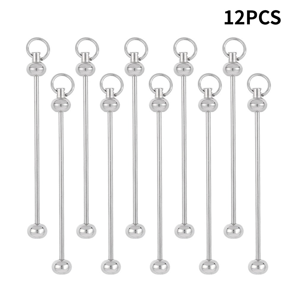 Metal Blank Bar Beadable Keychain Set