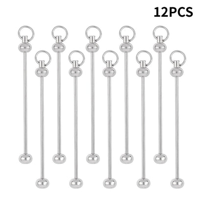 Metal Blank Bar Beadable Keychain Set