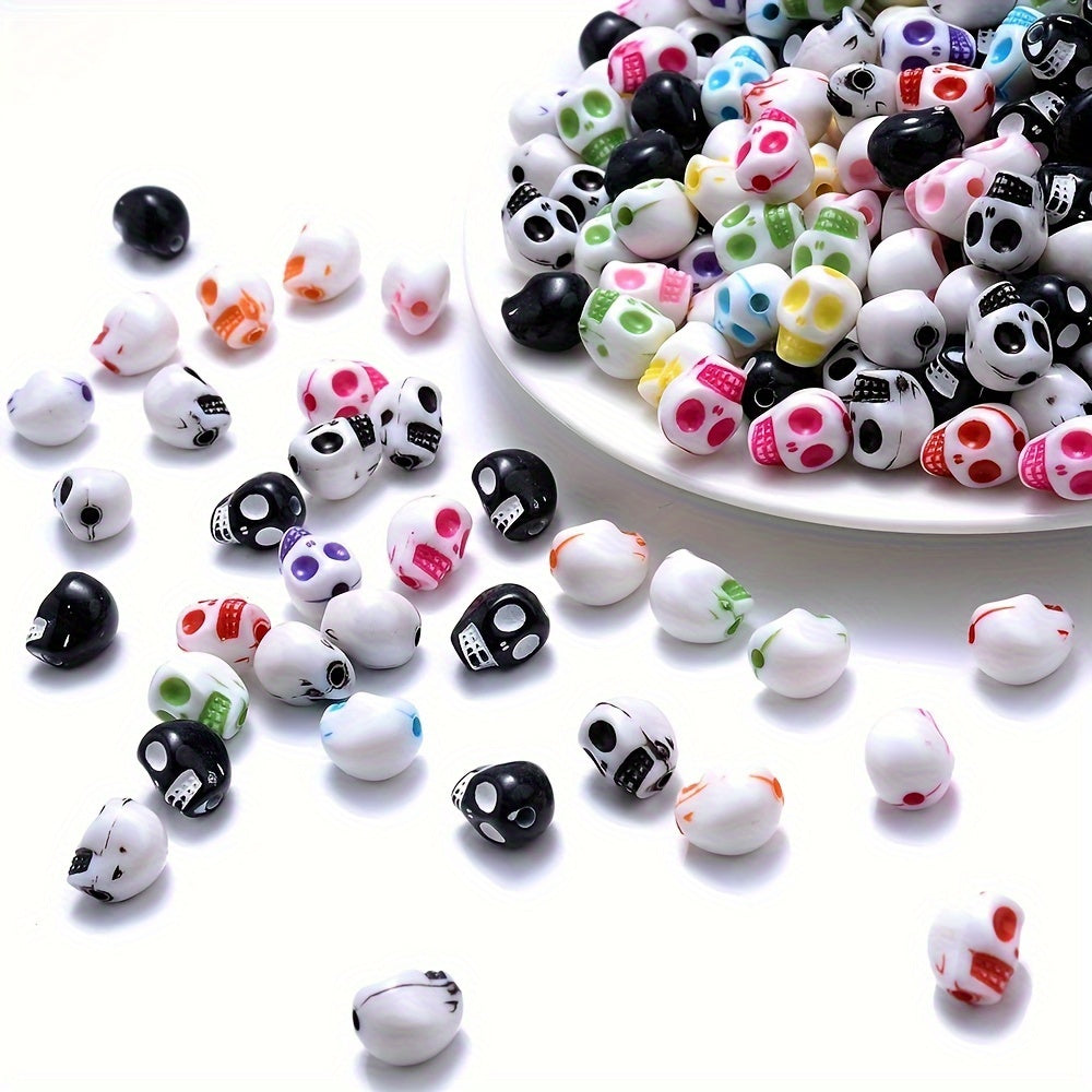 30pcs Colorful Acrylic Skull Beads