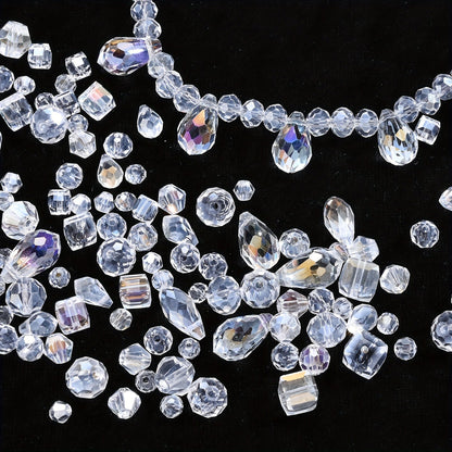 200PCS Geometric Transparent Glass Bead Set