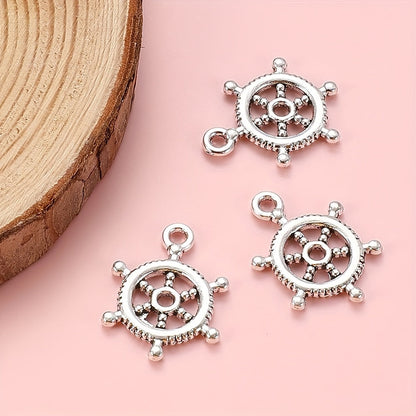 20PCS 15×20mm Silver-Tone Rudder Alloy Pendants