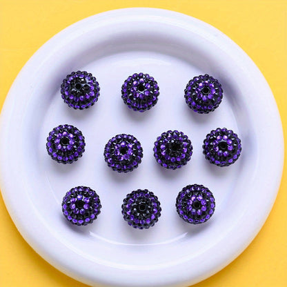 Black Purple Resin Round Beads