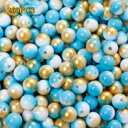 100/200pcs 6/8mm Gradient Acrylic Round Beads