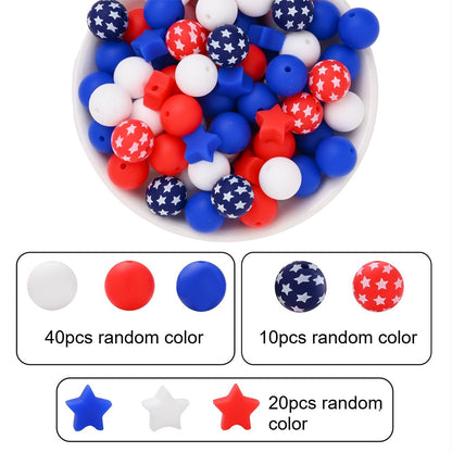Patriotic Silicone Star Beads