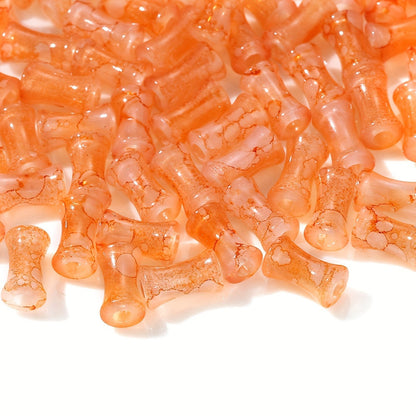 100PCS Gold-Sprinkled Bamboo Tube Acrylic Bead Set