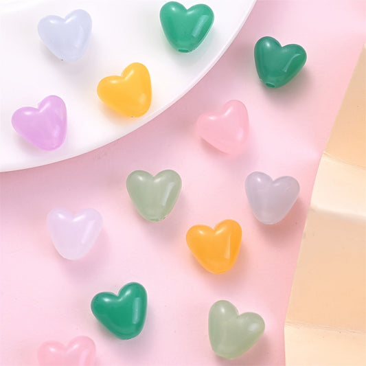 Mixed Luminous Heart Acrylic Beads