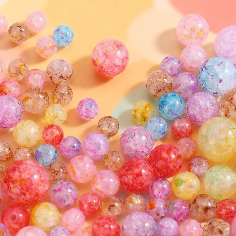 10/20/30/50/100pcs Gradient Crackle Acrylic Beads