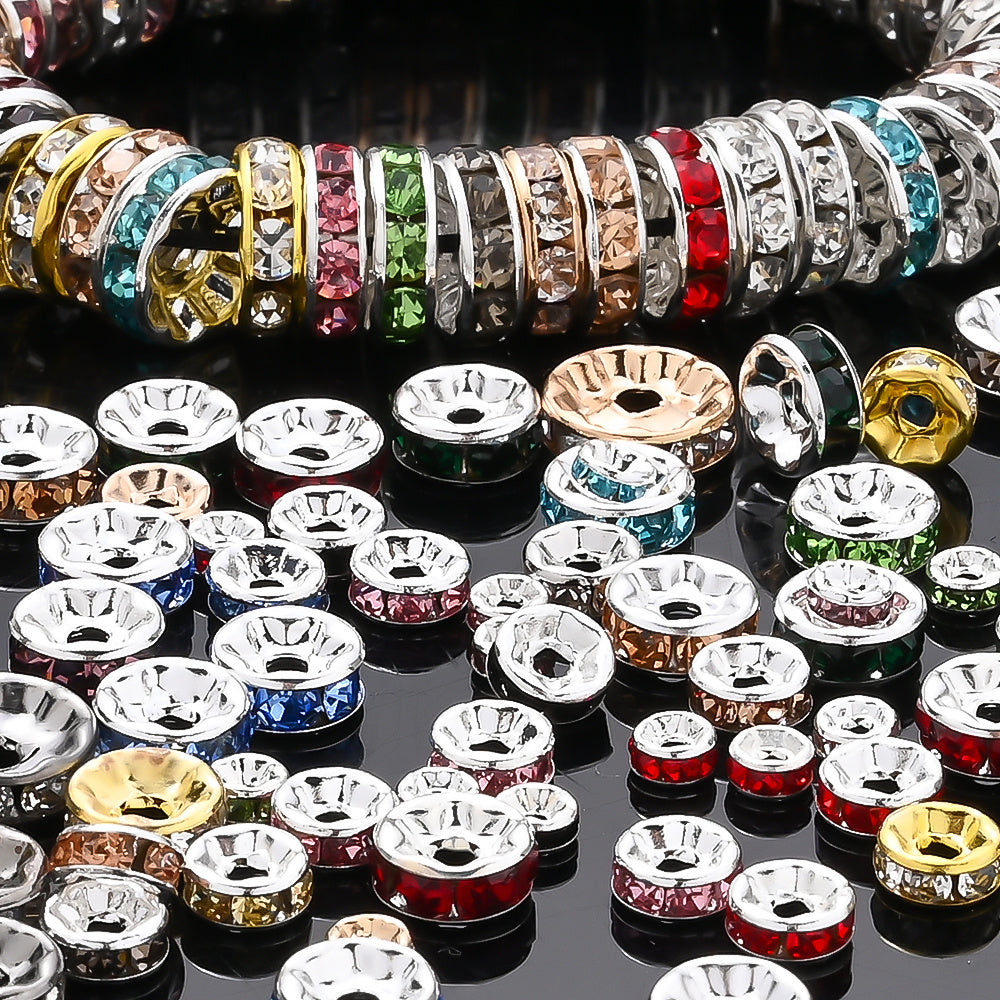 Mixed Color Rhinestone Alloy Spacer Beads