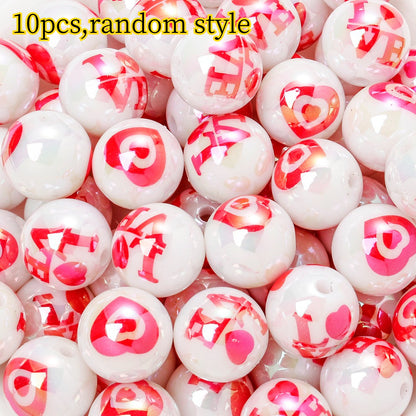 Valentine’s Day Heart-Printed Acrylic Beads