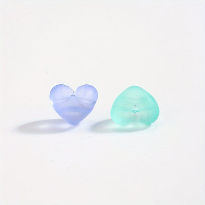 30pcs Mixed Color Heart Acrylic Matte Beads