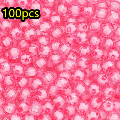 100/200pcs 8/10mm Transparent Inner Color Pumpkin Acrylic Beads