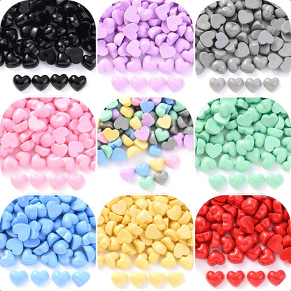 20/40pcs 12x13mm Colorful Heart Adhesive Beads